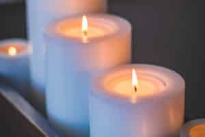 Lit candles, a common accessory in the spa industry